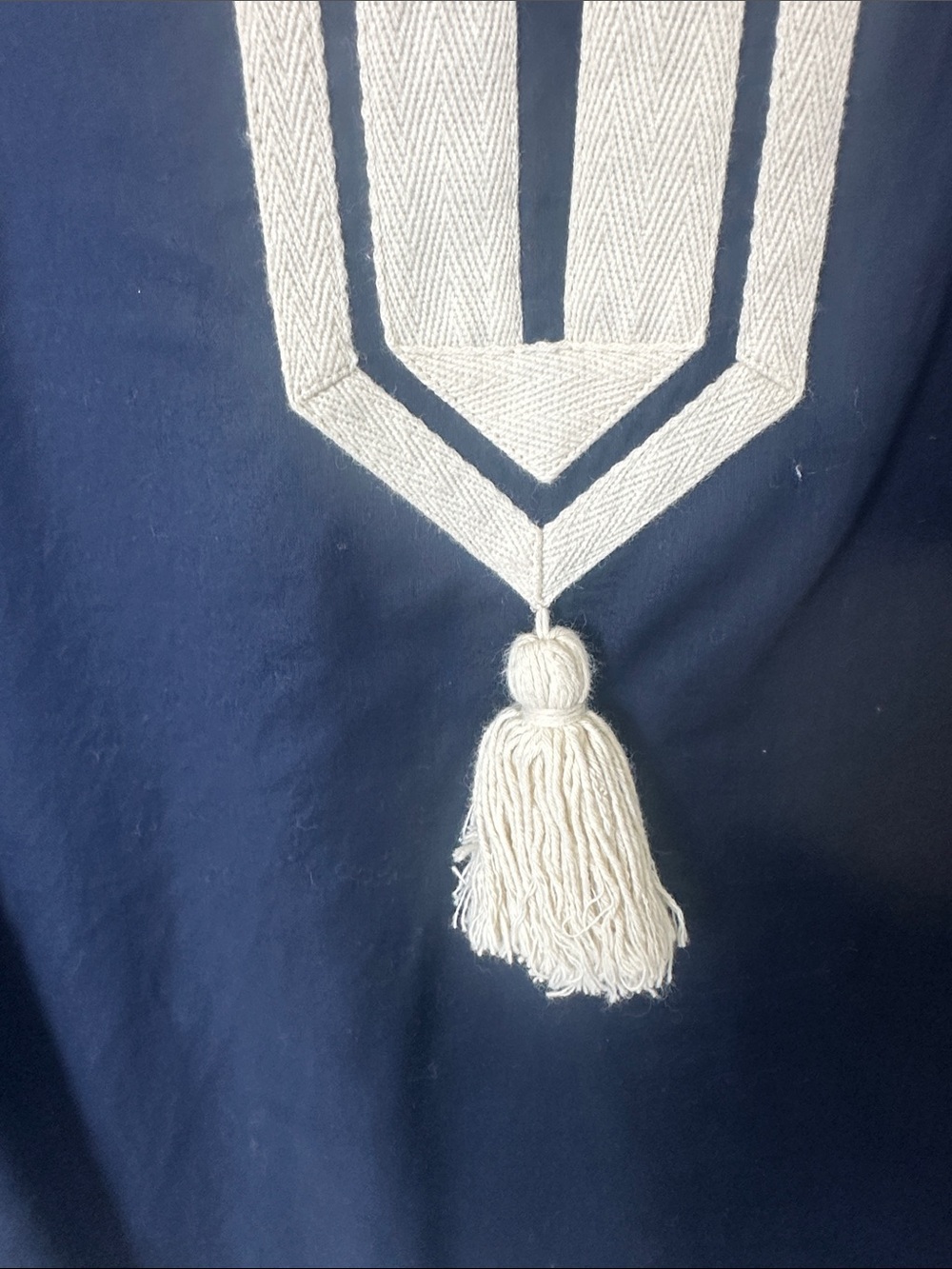 Tory Burch Navy and Cream Tassel Tunic Swim Cover-Up - Picture 6 of 7